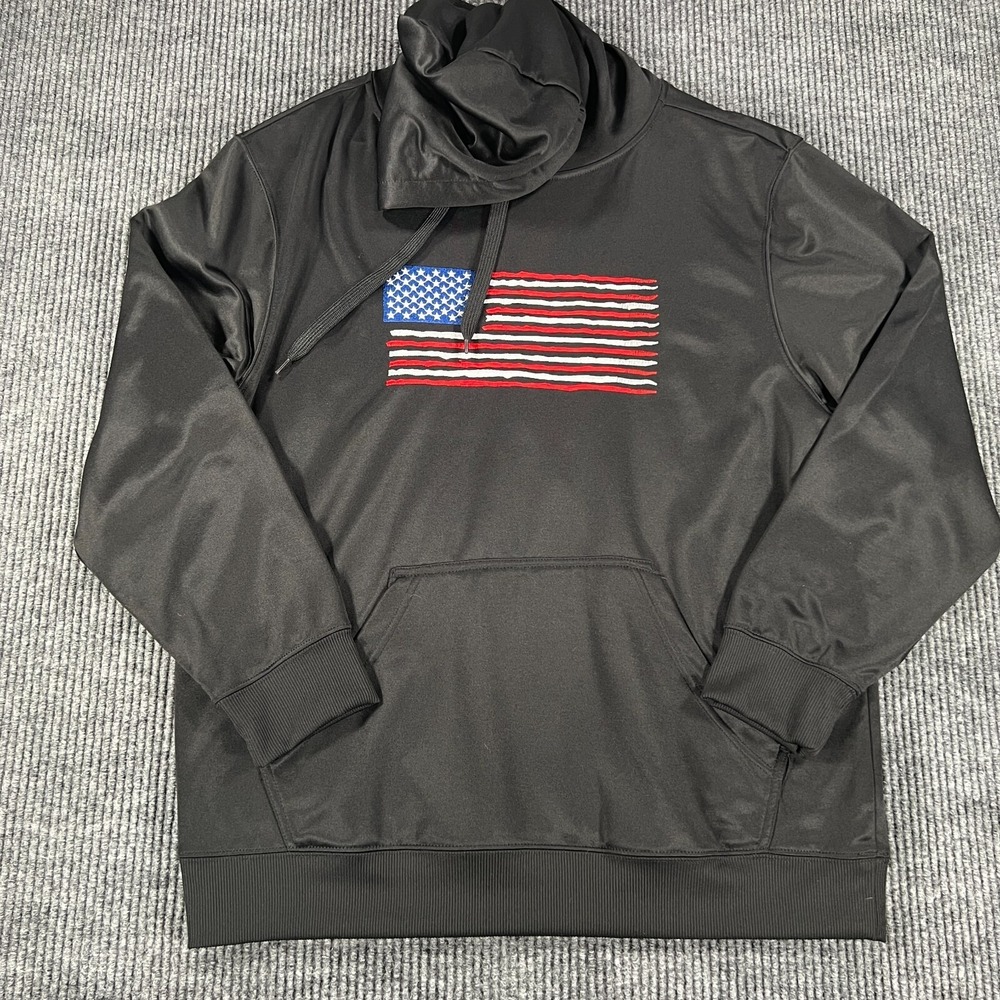 Ranger Hoodie by RZ Outdoors Mens Size Large Black American Flag‎ Long Sleeve